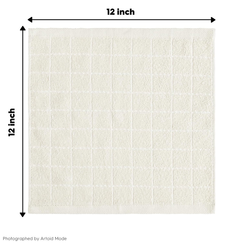 Artoid Mode Checkered Designed Cotton Beige Caramel Green Terry Kitchen Dish Cloths, 12x12 Inch Soft Absorbent Quick Drying Kitchen Rags Set of 6