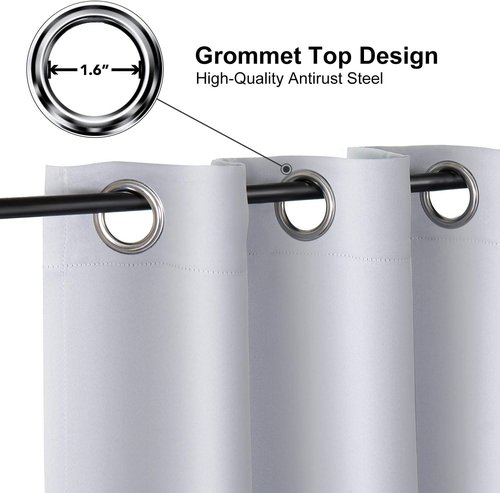 ChrisDowa Grommet Blackout Curtains - Thermal Insulated Room Darkening Panels, Greyish White, 52W x 45L