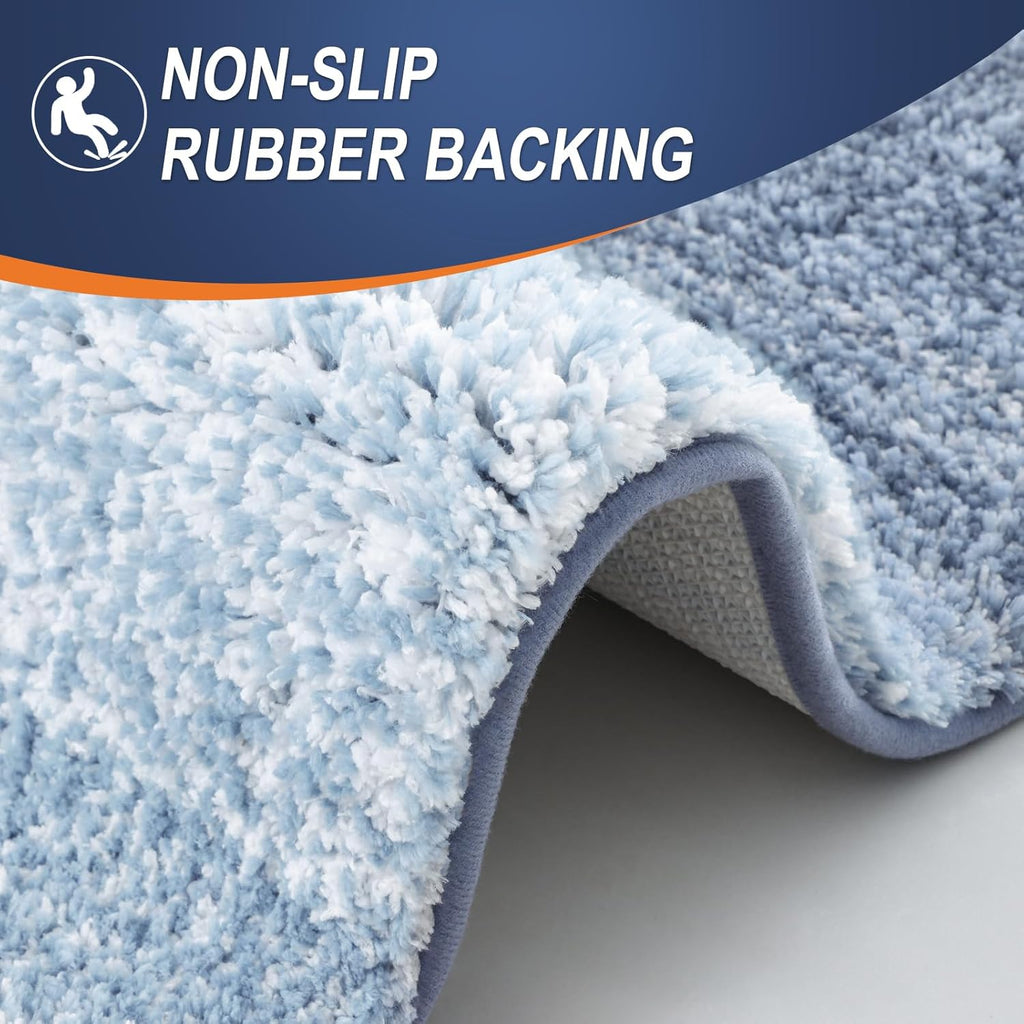 OLANLY Bath Rugs Mat - Extra Soft Microfiber, Quick Dry & Machine Washable | 24x16 Blue Rubber Backing