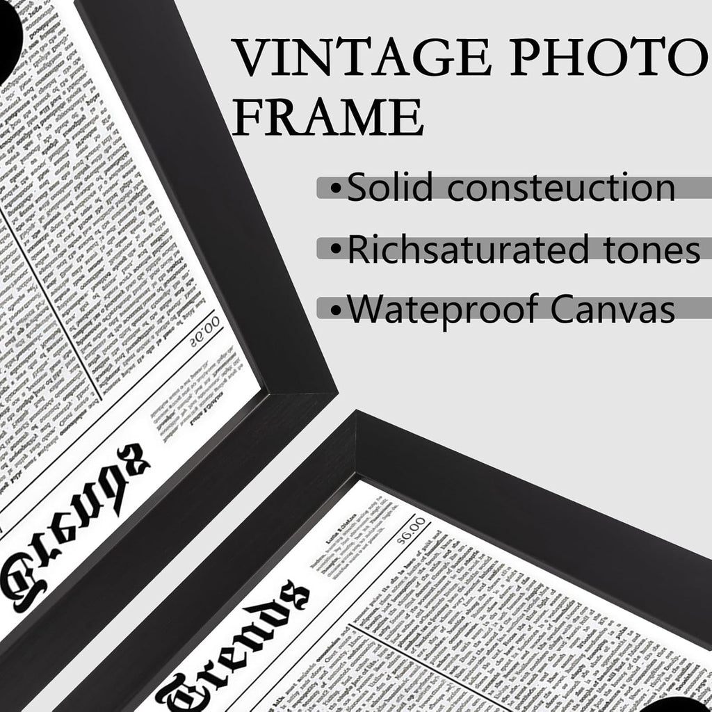 Skiennix Black And White Newspaper Canvas Wall Art - Inspirational 12x16in Framed Poster For Home Decor