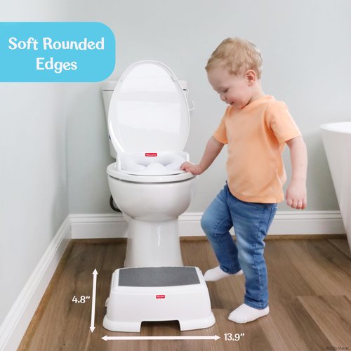Fisher-Price™ Toddler Step Stool – Non-Slip Textured Top, Wide Stable Base, Lightweight Potty Training Boost for Kids, Bathroom & Sink Stool for Toddlers