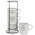 Signature Housewares Stackable Coffee Mug Tower Set with Metal Wire Rack - 15 Ounce Coffee Mugs for Coffee, Tea, Cocoa, Milk, Cappuccino, Hot Chocolate Set of 4 - Inspirational Bible Verses