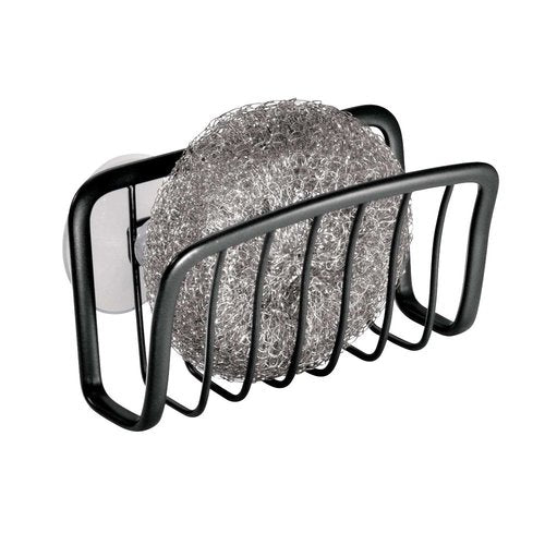 InterDesign Axis Kitchen Sink Suction Holder for Sponges, Scrubbers, Soap - Black