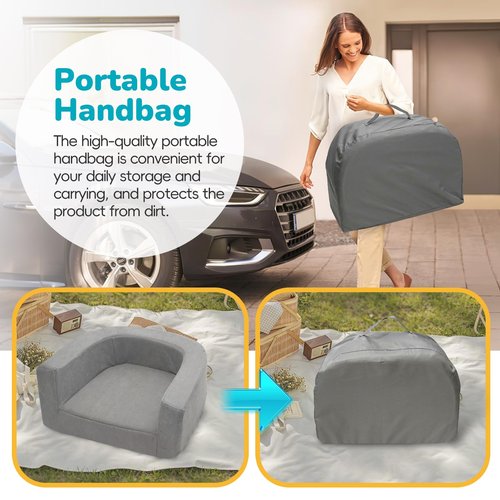 cutebeams 3-in-1 Toddler Floor Bed, Portable Toddler Travel Bed, Lounger and Sofa for Kids 1-6 Years, with Carrying Bag, Lightweight Foldable Design for Camping, Travel & Sleepovers, Size L