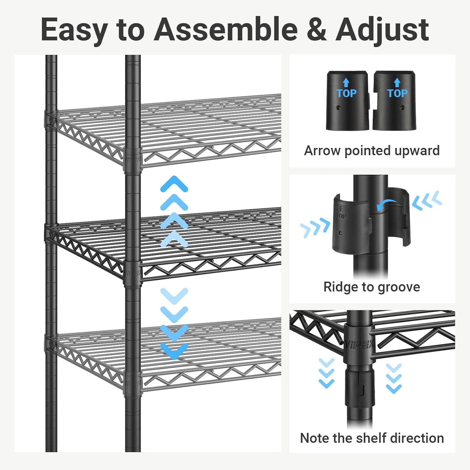 VIPEK X3 Heavy-Duty Expandable Clothes Rack - Adjustable 5'2" to 8' with Shelves & Hanger Rods | Max Load 1210LBS, Black