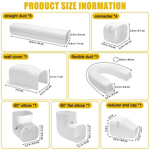 Windspeed Mini Split Line Set Cover 3" 10Ft AC Line Pipe Duct Cover for Outside Units Mini Split Wall , Air Central Conditioner, HAVC and Heat Pumps