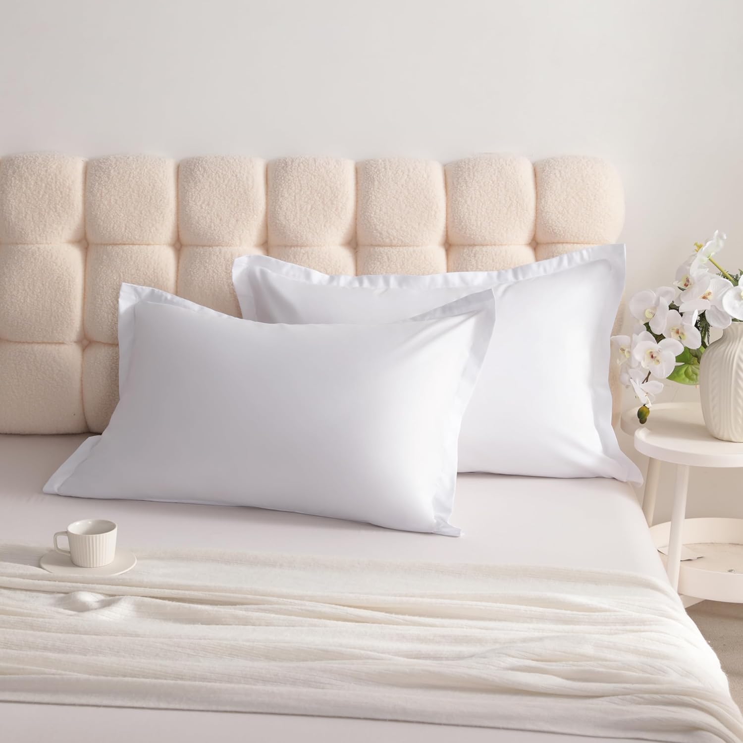 NTBAY King Pillow Shams - Super Soft Brushed Microfiber 20x36 Sham Covers | Wrinkle, Fade, Stain Resistant, White - 2 Pack