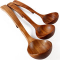 Skiennix Wooden Ladle - Natural Teak Cooking Spoon Set | Non-Stick, 3 Sizes Available