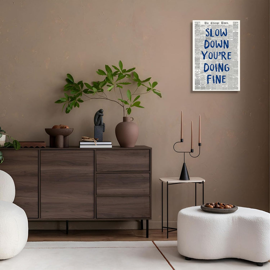 Rubeoxn Trendy Poster - Funny Navy Blue Letter Canvas Wall Art | Minimalist 12x16in Unframed Decor