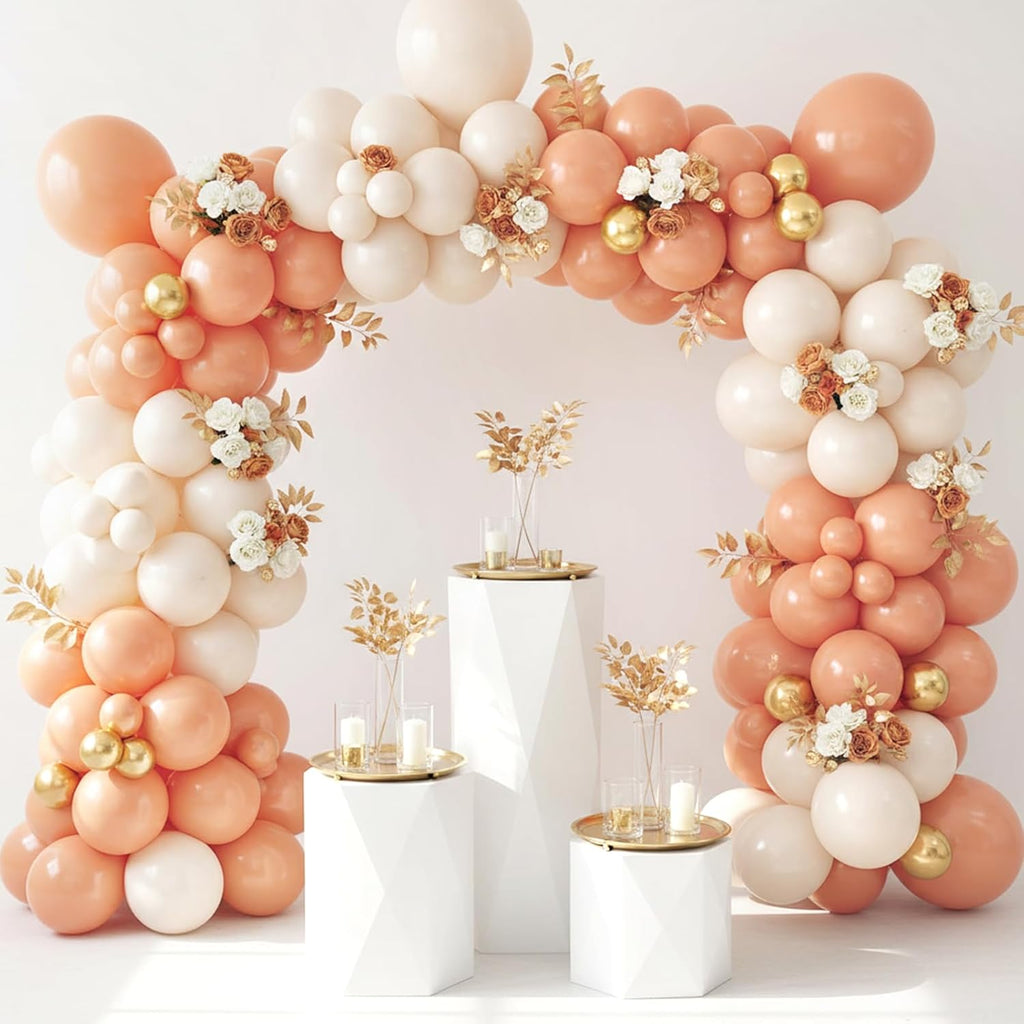 RUBFAC Peach Balloons - 129-Piece Latex Balloon Garland Kit | Light Orange & Blush Pink for Weddings, Showers & Birthdays