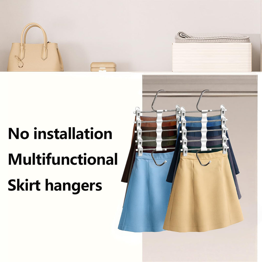 Zylkorb Skirt Hangers, Pants Hangers with Clips Space - 2 Pack - Space Saving Metal Closet Organizer for Shorts, Skirts, and Pants - Closet Organizer and Storage for Pants Jeans Skirts Legging