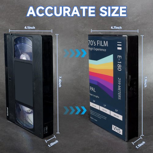 BOATISLE 15 Pack VHS Album Case, Black VHS Tape Protector Case, VHS Cassette Storage Box with Full Window Cover