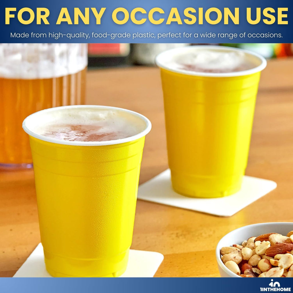 Yellow Plastic Party Cups - 16 oz | 50 Pack for Fun Gatherings and Events