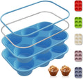 Skiennix Jumbo Muffin Pan - 2 Pack Silicone Molds with Metal Reinforced Frame | Oven Safe, Non-Toxic
