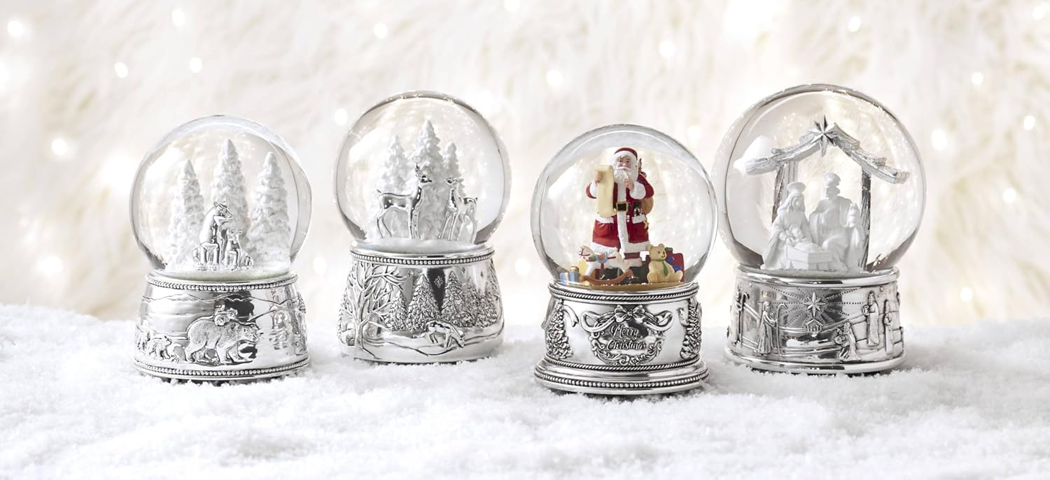 Reed & Barton Musical Snow Globe - North Pole Bound Polar Bears | Silver-Plated Winter Decor (1 Piece)