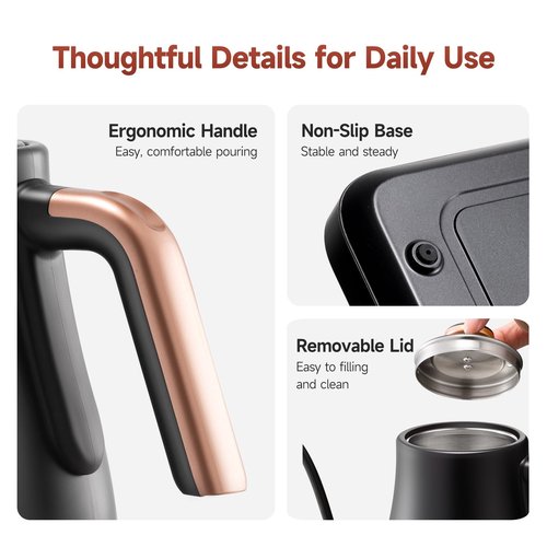 OLEGA Gooseneck Electric Kettle: 1000W Electric Kettles with Temperature Control 0.8L Stainless Steel Electric Tea Kettle Gooseneck Kettle for Coffee Tea Keep Warm (Black)