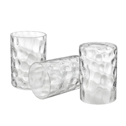 Aspen Creative 23529-63-3, Clear Hammered Glass Shade For Lighting Fixture/Vanity Light/Wall Light/Pendant, Size: 3-7/8" D x 6-1/8" H, 3 Pack