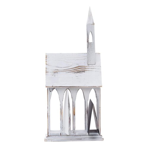 GALLERIE II White Church Chapel Large Christmas Card Holder | Mail Holder 11 x 24 inches | Versatile Festive | Holiday Card Holder | Winter Tabletop | Christmas Card Holders Display Cream