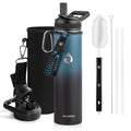 RAYMYLO Insulated Water Bottle 24oz, Triple Wall Vacuum Stainless Steel (Cold for 24Hrs, Hot for 12Hrs), Leak Proof & Non-BPA, 24oz Hydro Water Flask with Paracord Handle & Straw Spout Lids
