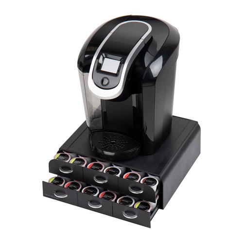 Mind Reader 72 Pod Coffee Drawer Organizer, 2 Tier Storage for Single Serve Pods, Coffee Machine Base, Countertop Pod Holder, Black