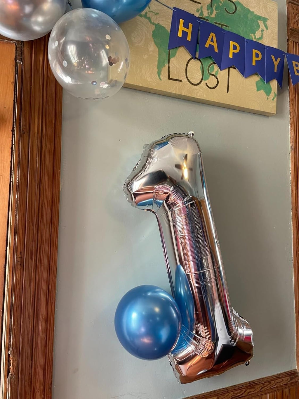 Number Balloons - 40 Inch Silver 1 Balloon for 1st Birthday Party Decorations & Baby Showers