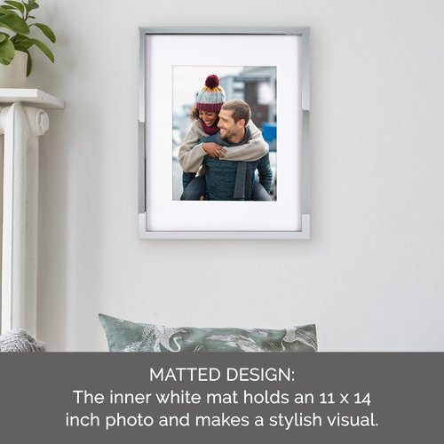 Mikasa Mirror Front with Walnut Sides Portrait Gallery Frame, Displays one 11x14 Photo With Mat and One 16x20 Photo Without Mat, 21.2x17.2x0.9 Inch