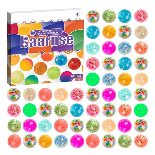 Baarnse 100PCS Colorful Clear Small Bouncy Balls with Gift Box Mixed Colors Bounce Bouncy Balls Party Favors, Carnival Prizes, Birthdays Gift, Easter Gifts (Colorful)