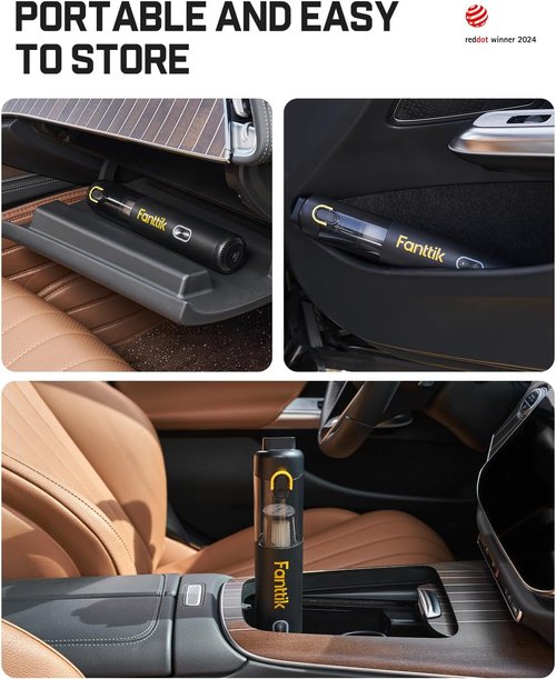 Fanttik V8 Mate Cordless Car Vacuum - Powerful 13000PA Suction, Portable Mini Design | Handheld for Car & Office (Black)
