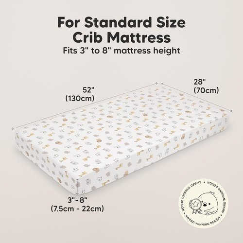 KeaBabies Organic Crib Sheets - 2-Pack Fitted Jersey Cotton for Boys & Girls | Soft, Breathable, Cute Prints - 52x28
