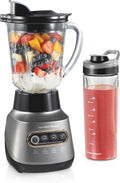Hamilton Beach Wave Action Blender - Smoothies & Ice Crushing - 40oz Glass Jar & 20oz Travel Jar - 800 Watts, Silver