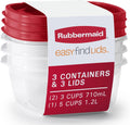 Rubbermaid EasyFindLids Food Storage Containers - 3-Pack, BPA-Free, Microwave & Dishwasher Safe, Racer Red