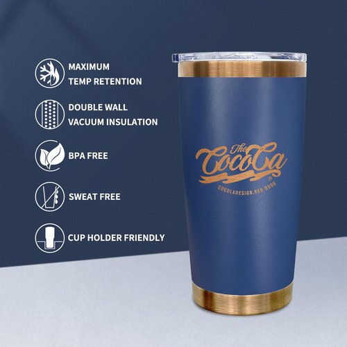 FunTrans 20 oz Tumblers Stainless Steel Tumbler with Lid and Straw Insulated Copper Coffee Mug for Laser Graving 22oz Powder Coated Cup(Navy,12 pack)