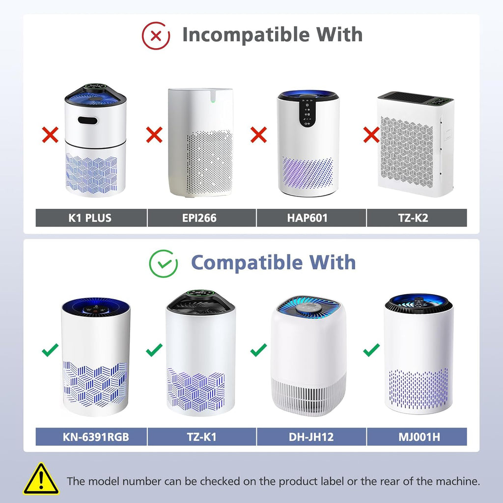 TZ-K1 Replacement Filter - 3-in-1 Smoke & Pollen Filter for FreAire, ToLife, VOOPNU | 2 Pack, White