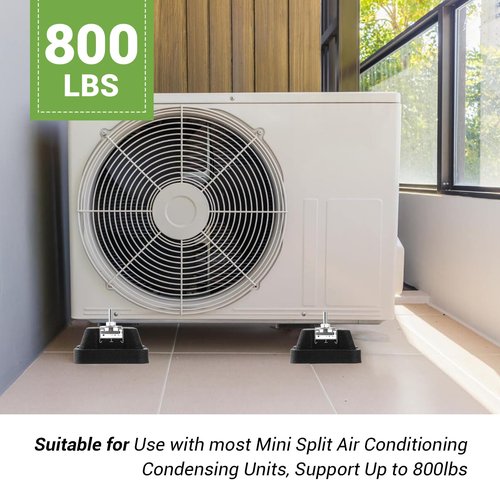 4 Pack Floor Mounting Base Kit for Mini Split Air Conditioner Condensers Heat Pump System, Mini Split Rubber Feet, Heavy-Duty Rubber Anti-Vibration Isolator Mounting Bracket Support Up to 1100 LB