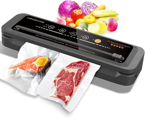 MegaWise Vacuum Sealer Machine - 80kPa Suction Power | Compact One-Touch Automatic Food Sealer with Bags & Cutter Included | Dry & Moist Modes for Versatile Food Preservation