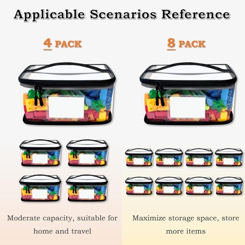 Upgraded Large Storage Toy Organizer, Clear Storage Toy Bags with Label & Manual Pocket for Puzzles (8PCS)