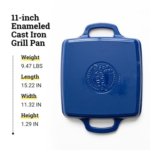Lodge USA Enamel 11 Inch Grill Pan, Blue