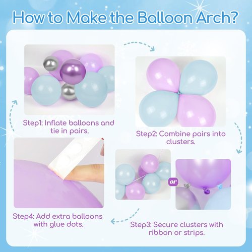 Frozen Birthday Party Decorations with Metallic Purple Pastel Blue Silver Confetti Balloons for Snowflake Frozen Baby Shower Birthday Party Decorations