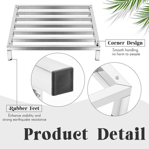 MorningRo 3 Pack Dunnage Rack 23.6" Long x 23.6" Wide, 3.9" Height Stainless Steel Shelf 2000+ Pound Capacity Commercial Food Floor Rack for Restaurants Kitchens Garages and Vehicles(Detachable)