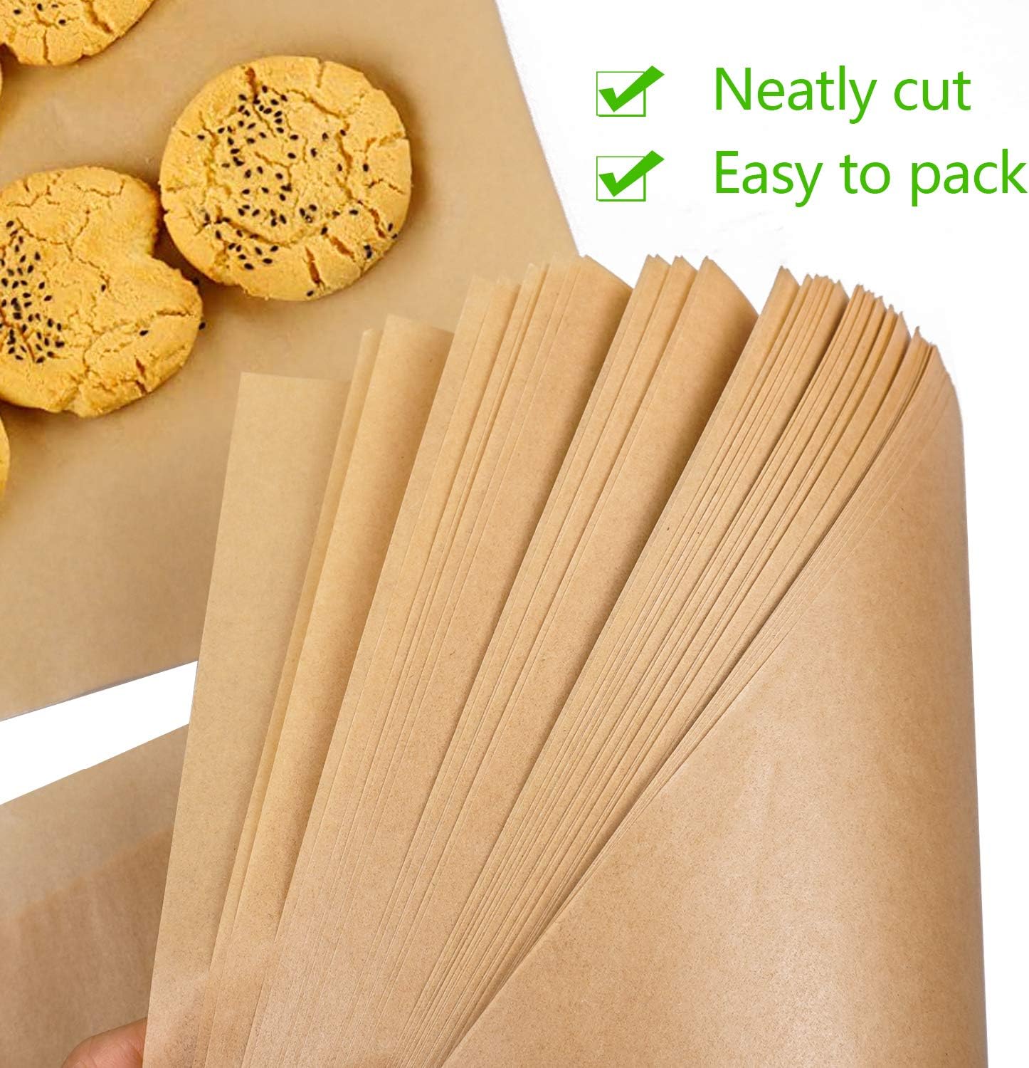 QYH Parchment Paper Sheets - 100 Unbleached Precut Baking Sheets | 8x12 Inches for Cookies, Frying, Air Fryer