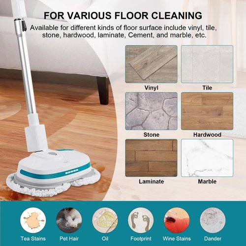 Spin Cordless Electric Mop Pads: 6.5/6.3/6 inch steam/electric mop Pads Replacement for alfabot/vmai/teko/eous/vm6/devoac/kactor/redkey/gobot mop - Round Velcro Scrubber Pads for floor cleaning 8 Pack