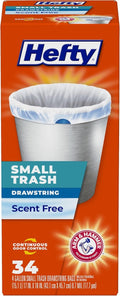 Hefty Small Garbage Bags - Unscented 4 Gallon Size | 34 Count for Easy Cleanup
