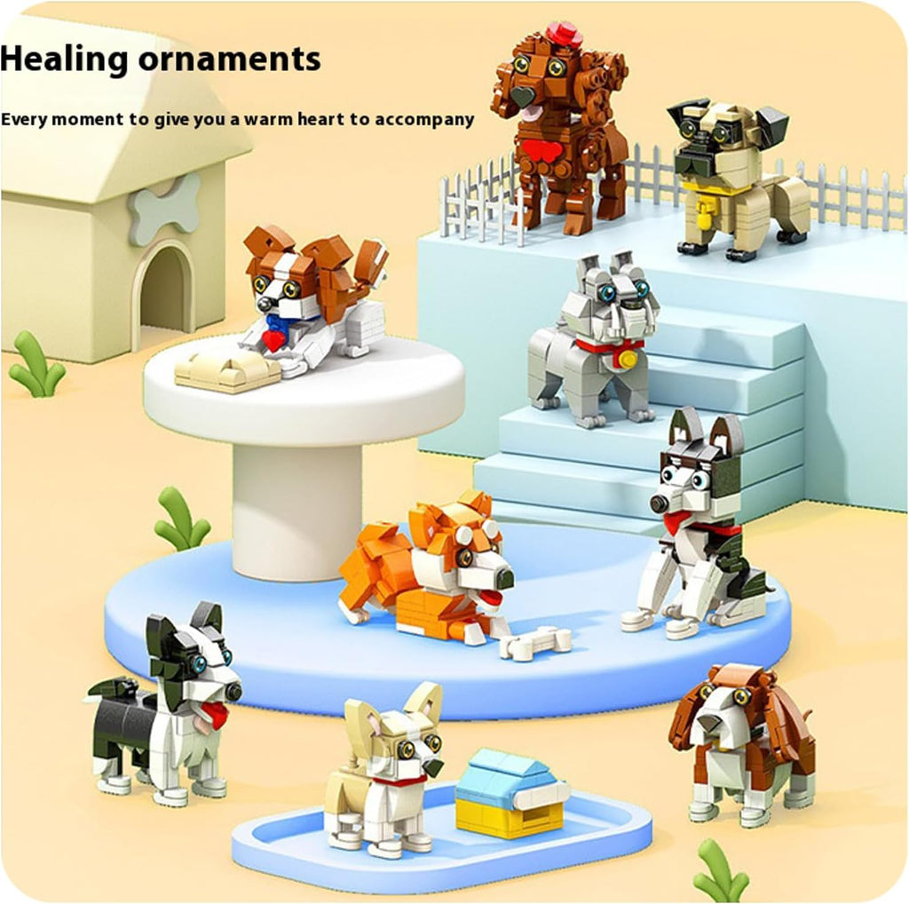 Skiennix Micro Mini Dog Building Blocks - Cute 3D Animal Puzzle Toys for Kids (Husky, Bulldog, Poodle)