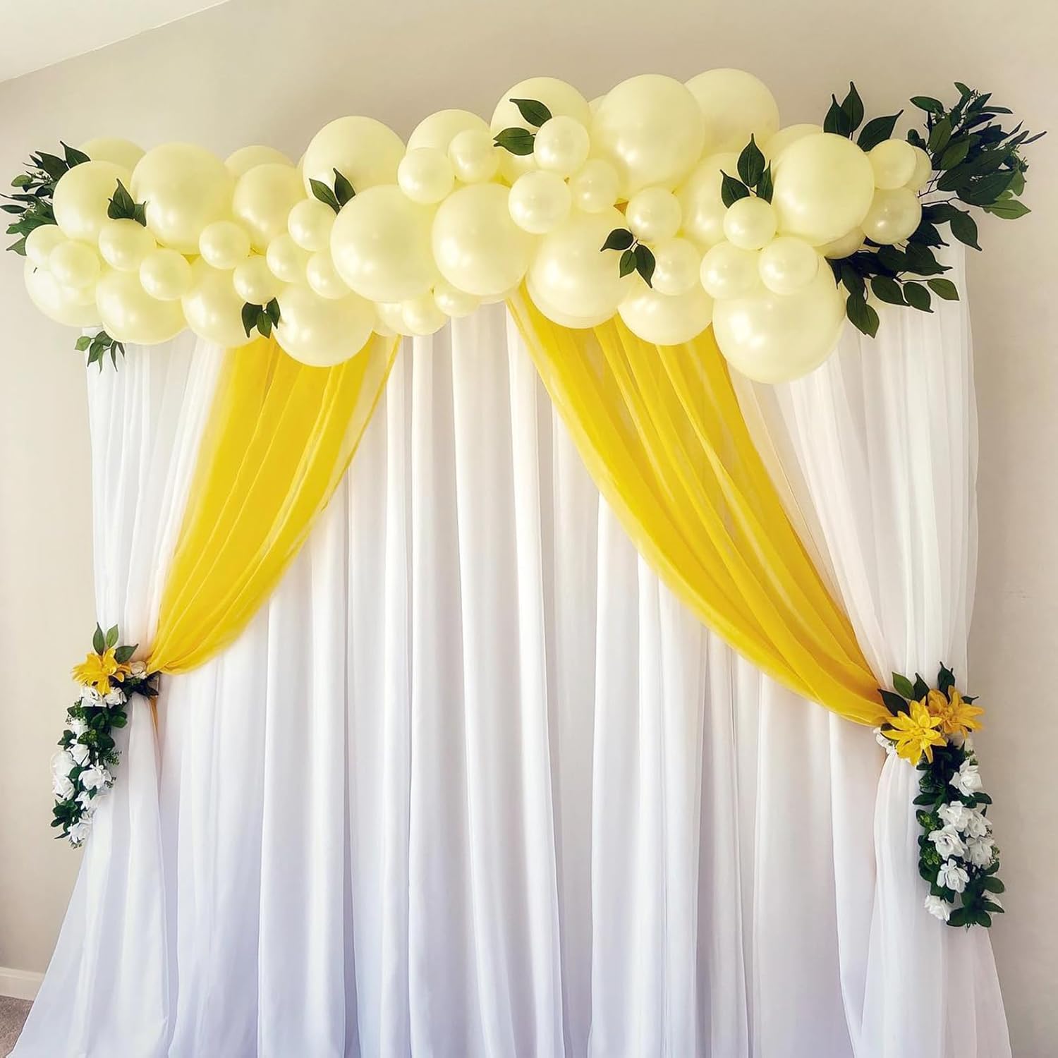 Skiennix Pastel Yellow Balloon Arch Kit - 120pcs in Various Sizes for Gender Reveal & Baby Shower Decor