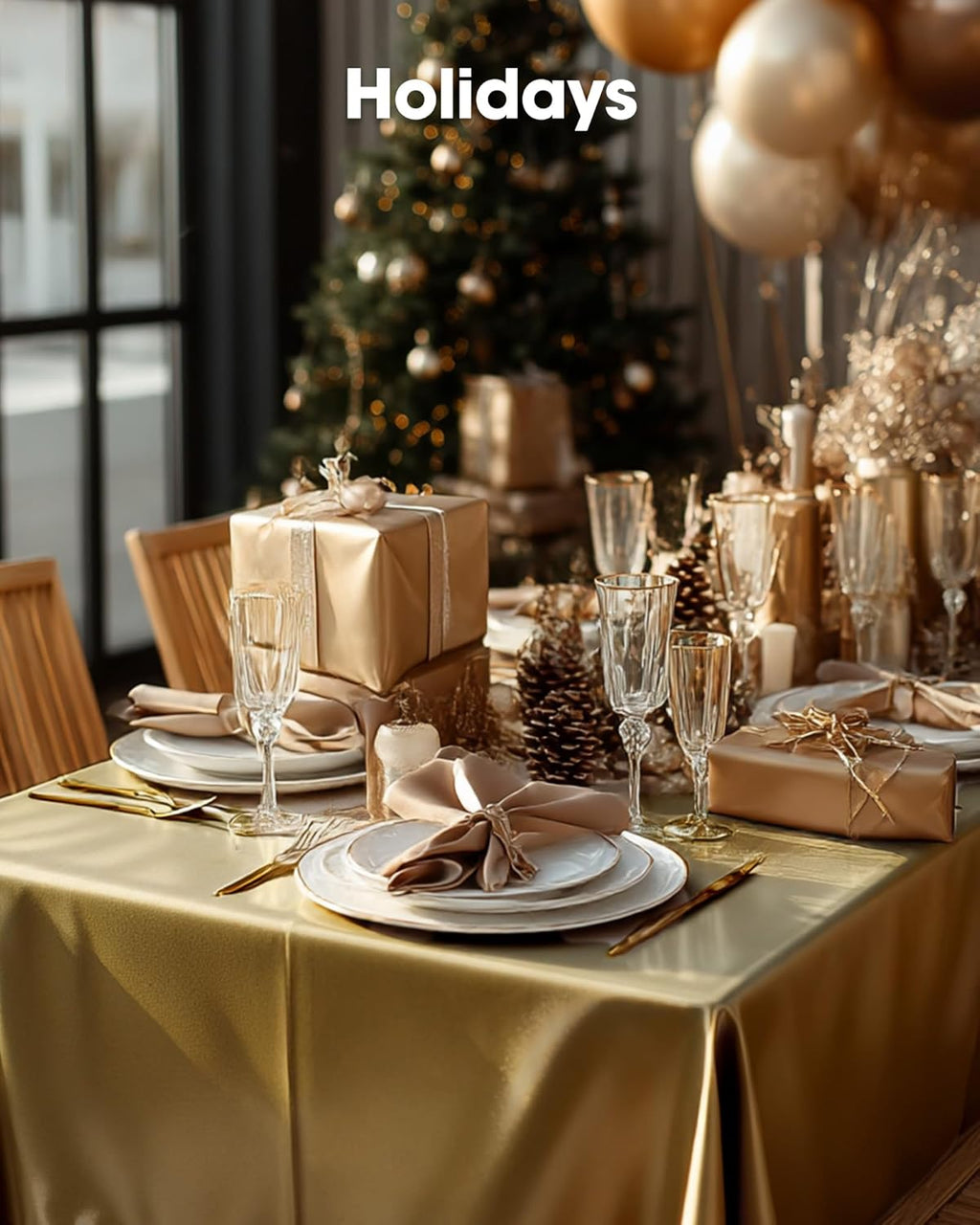 Pureegg Disposable Plastic Tablecloths - 10 Pack, 54 x 108 Inch, Sturdy & Leakproof, Gold for Events