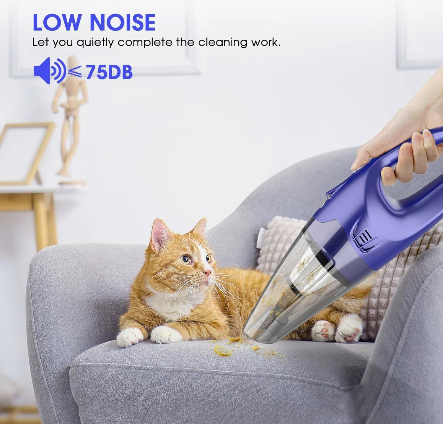 YOOHI Cordless Handheld Vacuum – 6000Pa Mini Cleaner with LED Light, 20-25 Min Runtime, USB Charging, 500ML Capacity