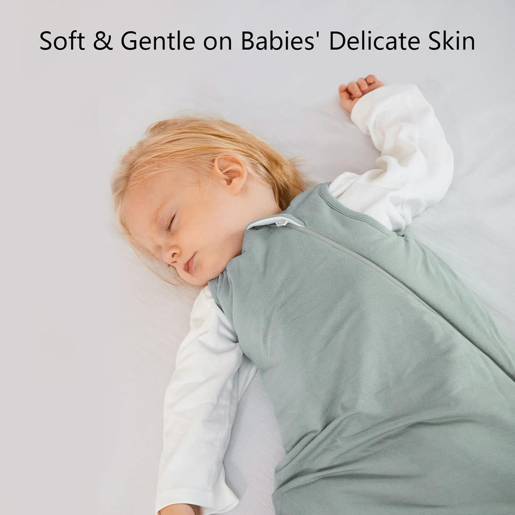 BubblePanda Bamboo Sleep Sack - Soft 0.5 Tog Newborn Wearable Blanket | 0-6 Months, 2-Way Zipper