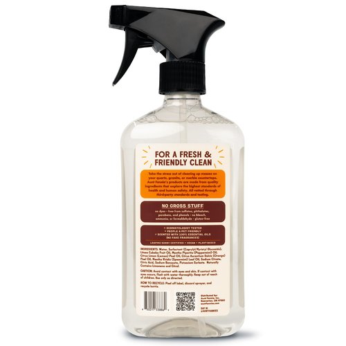 Aunt Fannie's Granite and Stone Cleaner, Plant Based Daily Countertop Spray for Granite, Stone, Marble, Soapstone, Quartz, Slate, Laminate, and other Sealed Surfaces, Bright Lemon Scent, Pack of 1