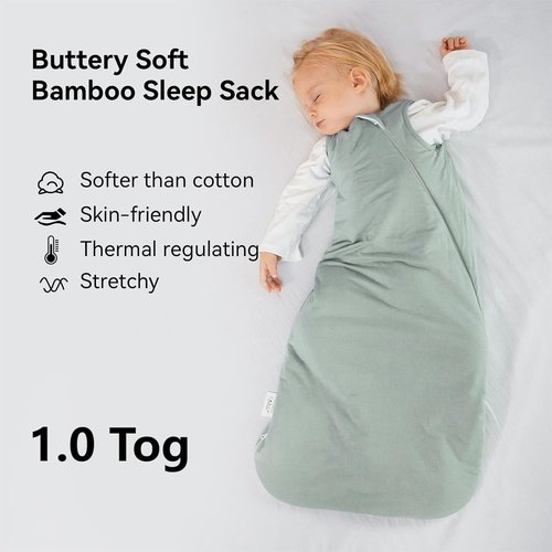 **Skiennix Bamboo Sleep Sack - Ultra Soft 1.0 Tog Baby Wearable Blanket | 6-12 Months, Unisex**