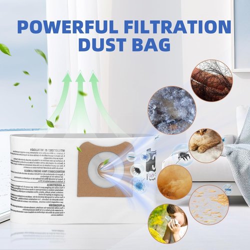 VF3501 Shop Vac Bags for Ridgid & Workshop 3-4.5 Gallon Vacuums - Replacement Dust Collection Bag - Replace Part# 23738 Size C WS32045F（12Pack)